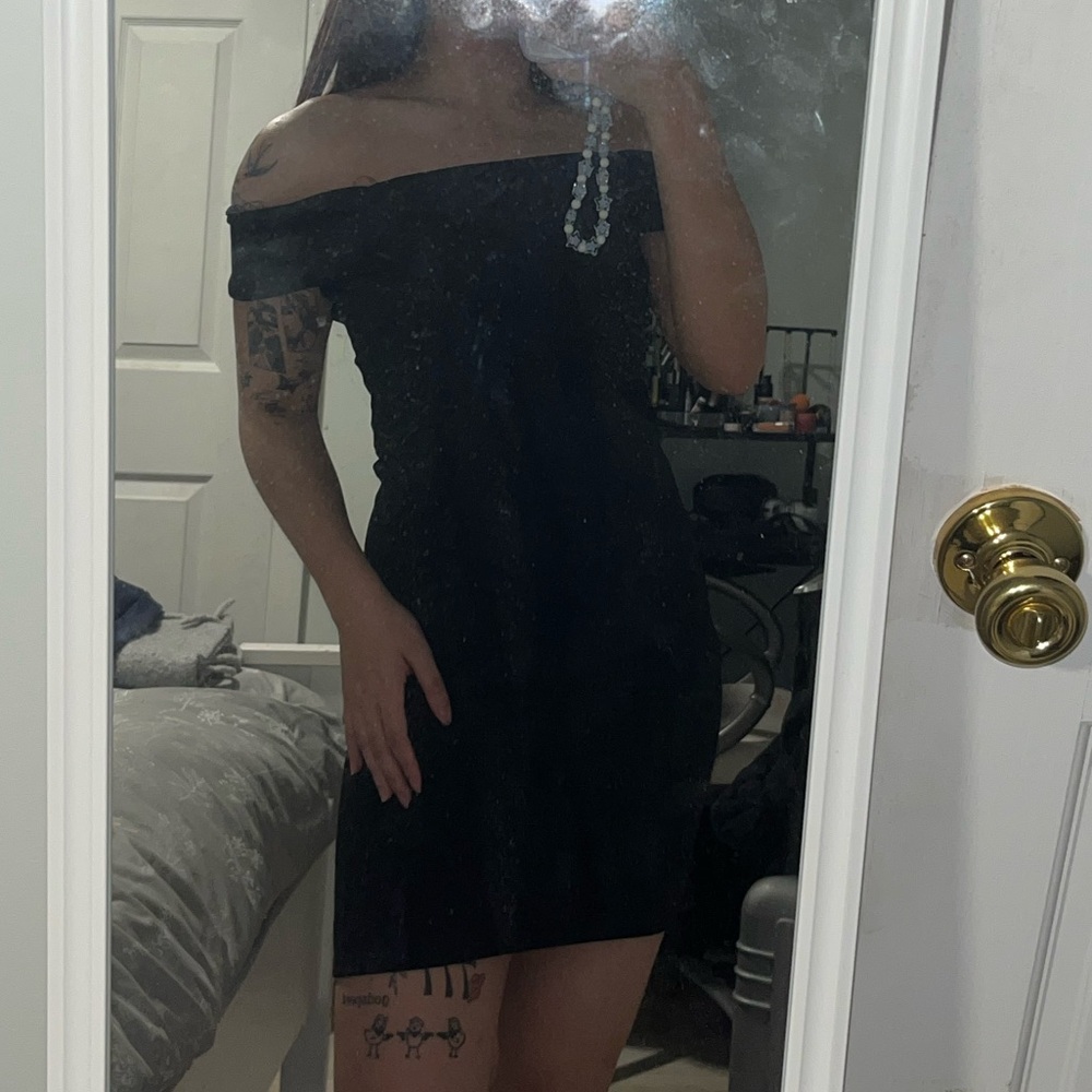 Black off the shoulder dress